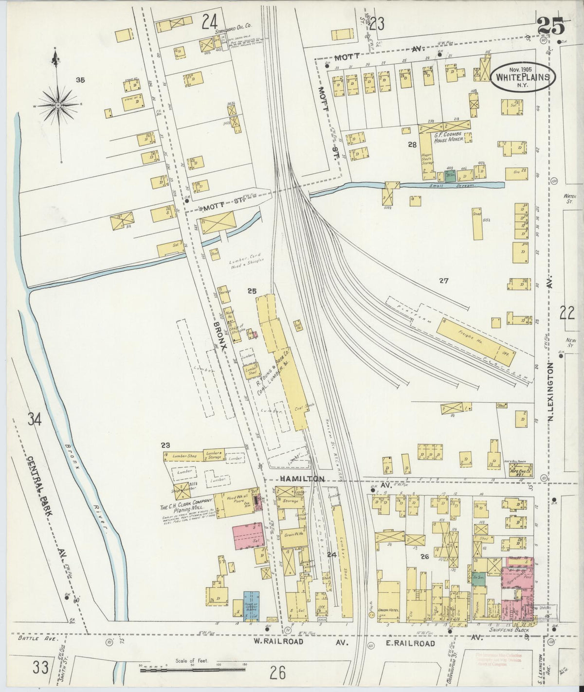 Sanborn Fire Insurance Map from White Plains, Westchester County, New York (1905), Sheet #0025 - Complete Map Set gallery image, historic Sanborn map, vintage wall art, New York New York