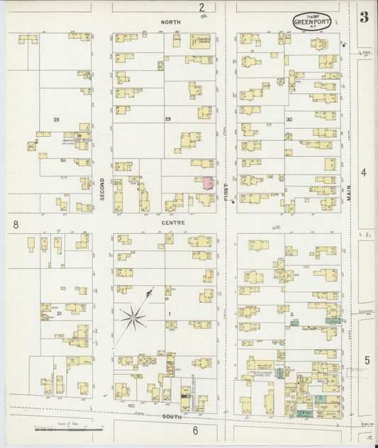 Sanborn Fire Insurance Map from Greenport, Suffolk County, New York (1897), Sheet #0003 - Historic Sanborn Fire Insurance Map Print, vintage old map wall art, antique decor, genealogy gift, New York New York map