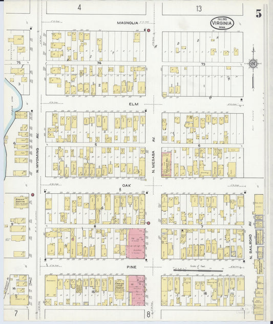 Sanborn Fire Insurance Map from Virginia, Saint Louis County, Minnesota (1915), Sheet #0005 - Historic Sanborn Fire Insurance Map Print, vintage old map wall art, antique decor, genealogy gift, Minnesota Minnesota map