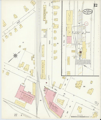 Sanborn Fire Insurance Map from Valdosta, Lowndes County, Georgia (1912), Sheet #0012 - Complete Map Set gallery image, historic Sanborn map, vintage wall art, Georgia Georgia