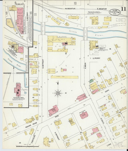 Sanborn Fire Insurance Map from Kenton, Hardin County, Ohio (1902), Sheet #0011 - Historic Sanborn Fire Insurance Map Print, vintage old map wall art, antique decor, genealogy gift, Ohio Ohio map