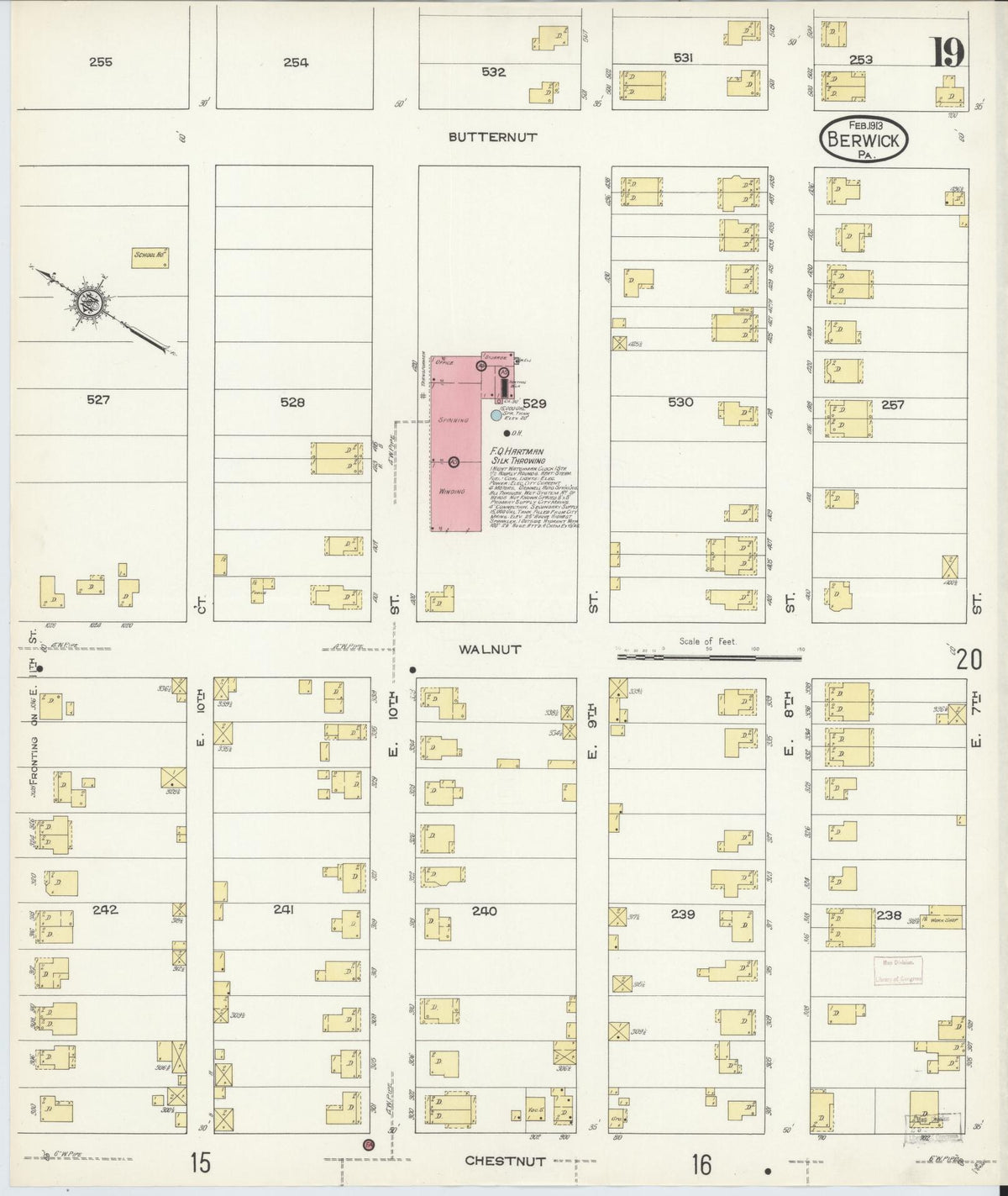 Sanborn Fire Insurance Map from Berwick, Columbia County, Pennsylvania (1913), Sheet #0019 - Complete Map Set gallery image, historic Sanborn map, vintage wall art, Pennsylvania Pennsylvania