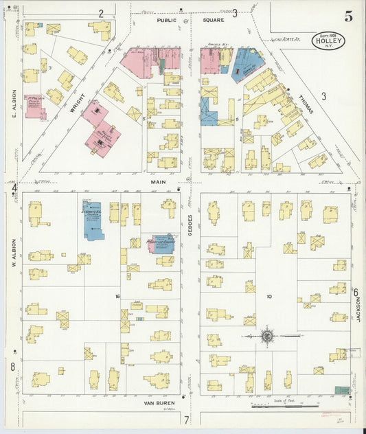 Sanborn Fire Insurance Map from Holley, Orleans County, New York (1909), Sheet #0005 - Historic Sanborn Fire Insurance Map Print, vintage old map wall art, antique decor, genealogy gift, New York New York map
