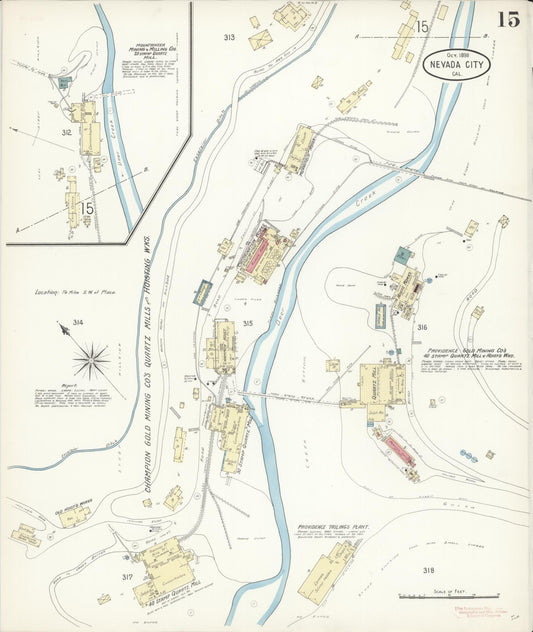 Sanborn Fire Insurance Map from Nevada City, Nevada County, California (1898), Sheet #0015 - Historic Sanborn Fire Insurance Map Print, vintage old map wall art, antique decor, genealogy gift, California California map