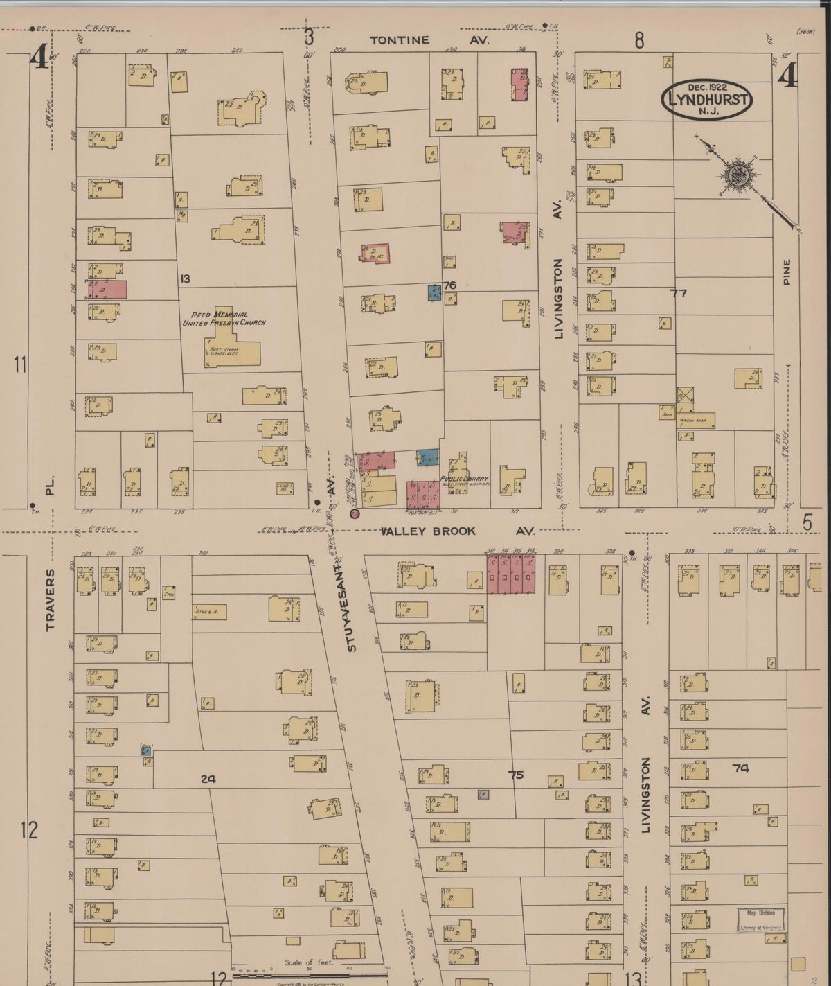 Sanborn Fire Insurance Map from Lyndhurst, Bergen County, New Jersey (1922), Sheet #0004 - Complete Map Set gallery image, historic Sanborn map, vintage wall art, New Jersey New Jersey