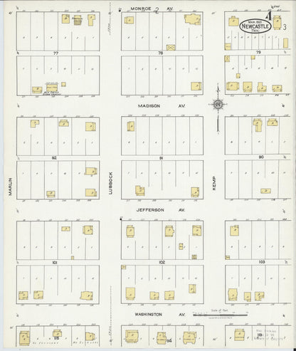 Sanborn Fire Insurance Map from Newcastle, Young County, Texas (1921), Sheet #0004 - Complete Map Set gallery image, historic Sanborn map, vintage wall art, Texas Texas