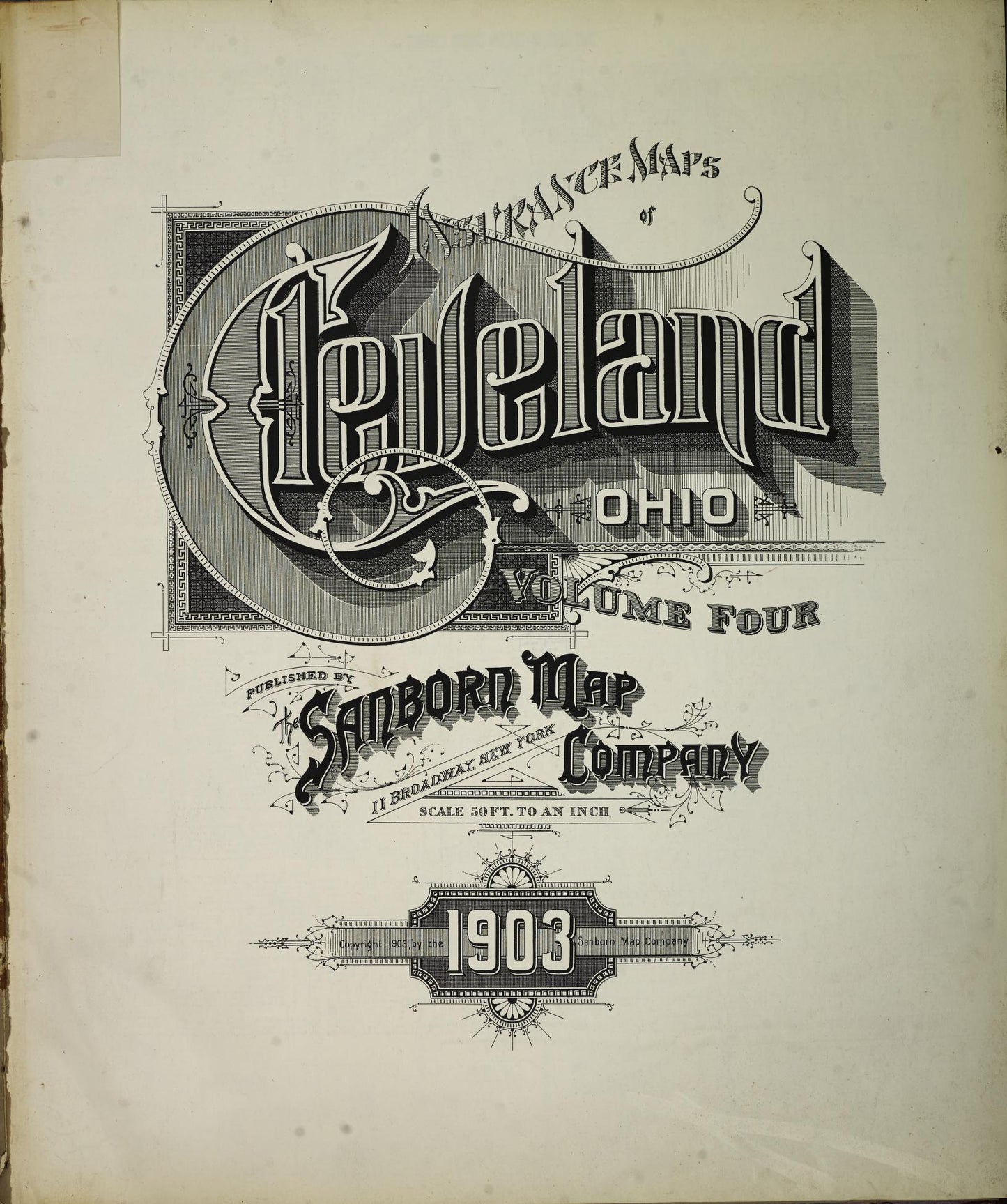 Sanborn Fire Insurance Map from Cleveland, Cuyahoga County, Ohio (1903), Sheet #0001 - Historic Sanborn Fire Insurance Map Print, vintage old map wall art, antique decor, genealogy gift, Ohio Ohio map