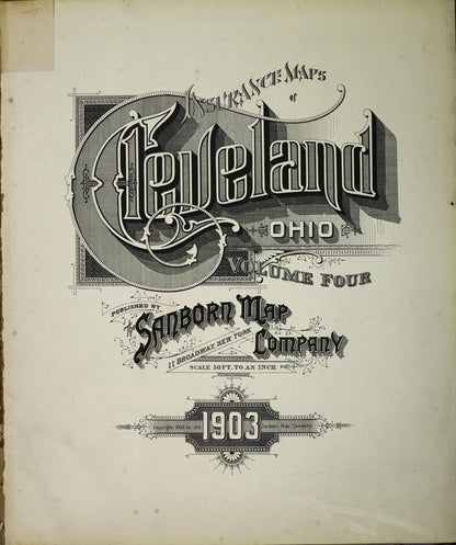Sanborn Fire Insurance Map from Cleveland, Cuyahoga County, Ohio (1903), Sheet #0001 - Historic Sanborn Fire Insurance Map Print, vintage old map wall art, antique decor, genealogy gift, Ohio Ohio map