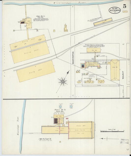 Sanborn Fire Insurance Map from Hickman, Fulton County, Kentucky (1905), Sheet #0005 - Historic Sanborn Fire Insurance Map Print, vintage old map wall art, antique decor, genealogy gift, Kentucky Kentucky map