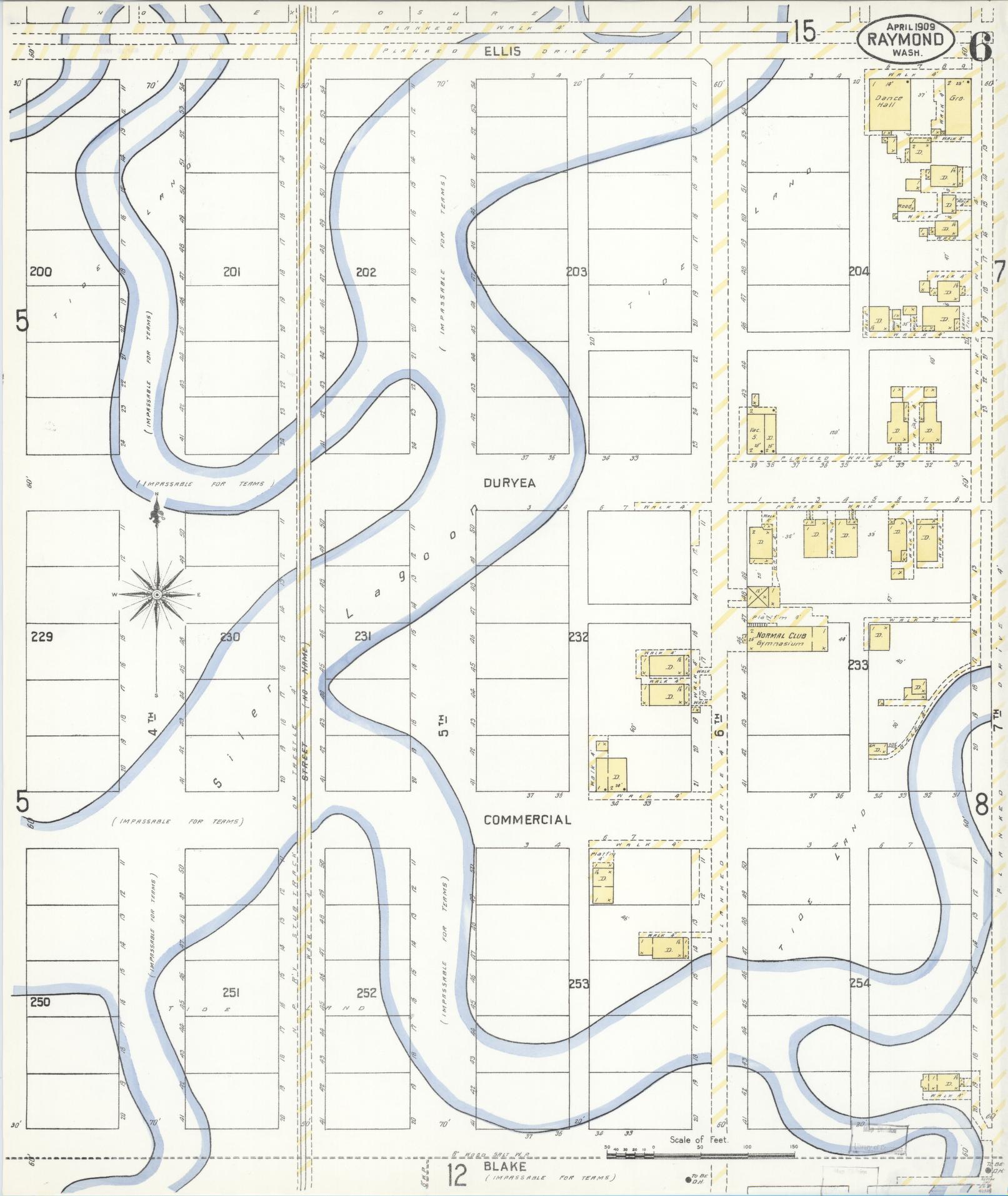 Sanborn Fire Insurance Map from Raymond, Pacific County, Washington (1909), Sheet #0006 - Complete Map Set gallery image, historic Sanborn map, vintage wall art, Washington Washington