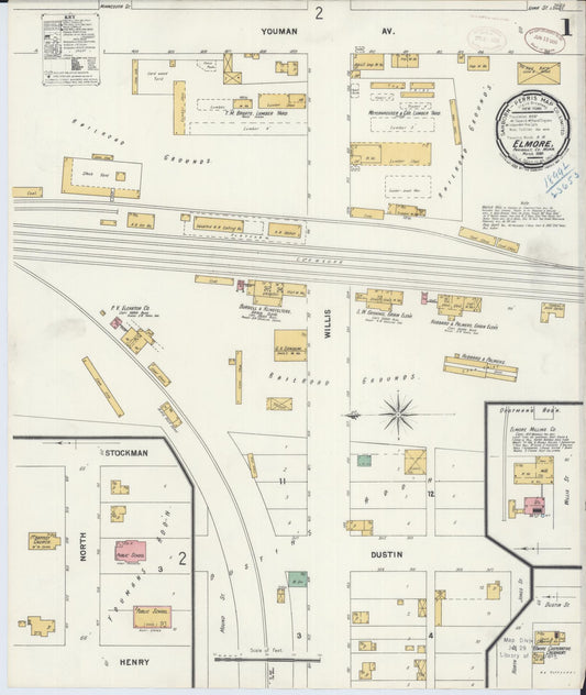 Sanborn Fire Insurance Map from Elmore, Faribault County, Minnesota (1899), Sheet #0001 - Complete Map Set gallery image, historic Sanborn map, vintage wall art, Minnesota Minnesota