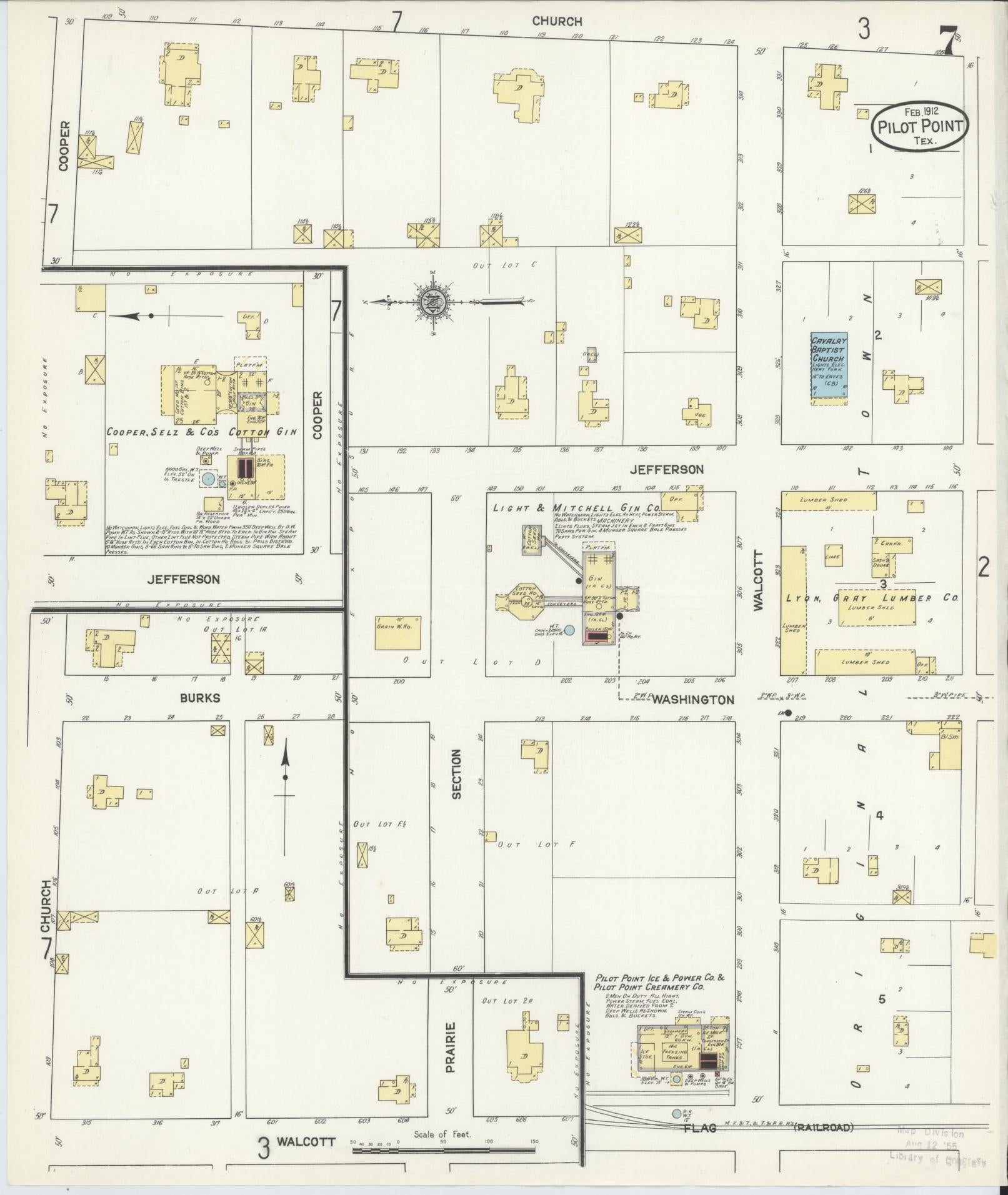 Sanborn Fire Insurance Map from Pilot Point, Denton County, Texas (1912), Sheet #0007 - Historic Sanborn Fire Insurance Map Print, vintage old map wall art, antique decor, genealogy gift, Texas Texas map