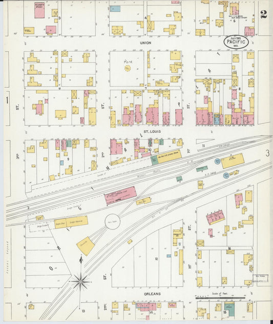 Sanborn Fire Insurance Map from Pacific, Franklin County, Missouri (1903), Sheet #0002 - Historic Sanborn Fire Insurance Map Print, vintage old map wall art, antique decor, genealogy gift, Missouri Missouri map
