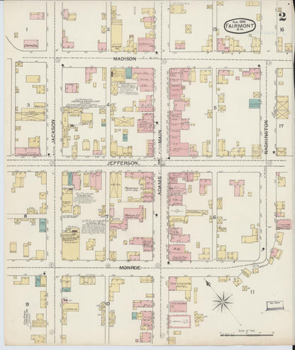 Sanborn Fire Insurance Map from Fairmont, Marion County, West Virginia (1892), Sheet #0002 - Complete Map Set gallery image, historic Sanborn map, vintage wall art, West Virginia West Virginia