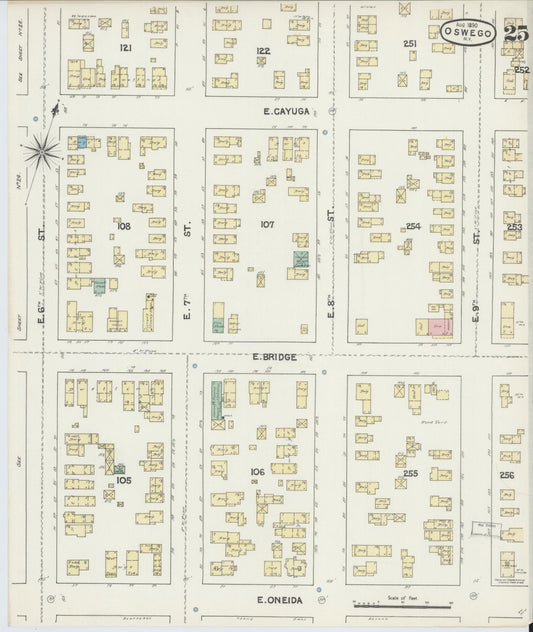 Sanborn Fire Insurance Map from Oswego, Oswego County, New York (1890), Sheet #0025 - Historic Sanborn Fire Insurance Map Print, vintage old map wall art, antique decor, genealogy gift, New York New York map