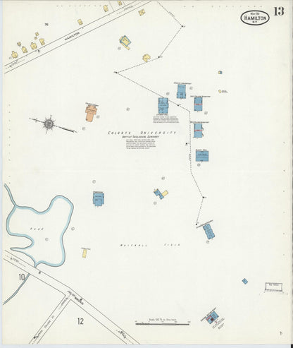 Sanborn Fire Insurance Map from Hamilton, Madison County, New York (1911), Sheet #0013 - Historic Sanborn Fire Insurance Map Print, vintage old map wall art, antique decor, genealogy gift, New York New York map