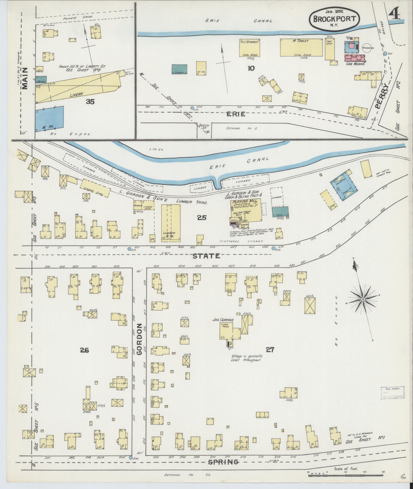 Sanborn Fire Insurance Map from Brockport, Monroe County, New York (1892), Sheet #0004 - Complete Map Set gallery image, historic Sanborn map, vintage wall art, New York New York