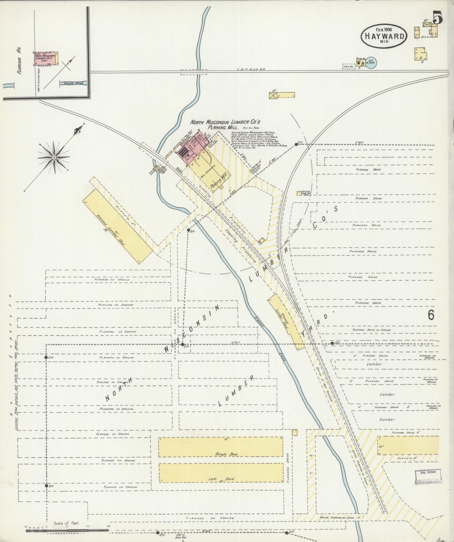 Sanborn Fire Insurance Map from Hayward, Sawyer County, Wisconsin (1898), Sheet #0005 - Complete Map Set gallery image, historic Sanborn map, vintage wall art, Wisconsin Wisconsin