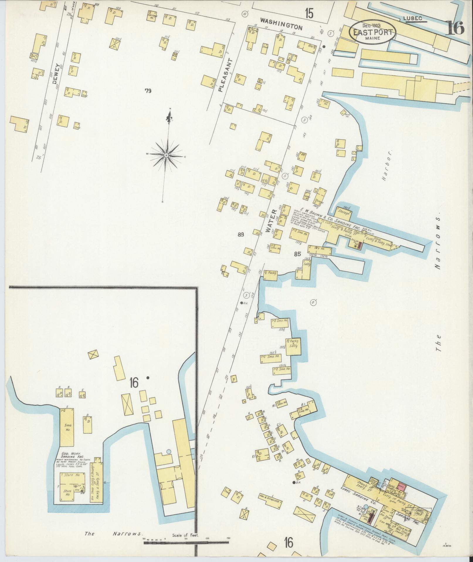 Sanborn Fire Insurance Map from Eastport, Washington County, Maine (1903), Sheet #0016 - Complete Map Set gallery image, historic Sanborn map, vintage wall art, Maine Maine