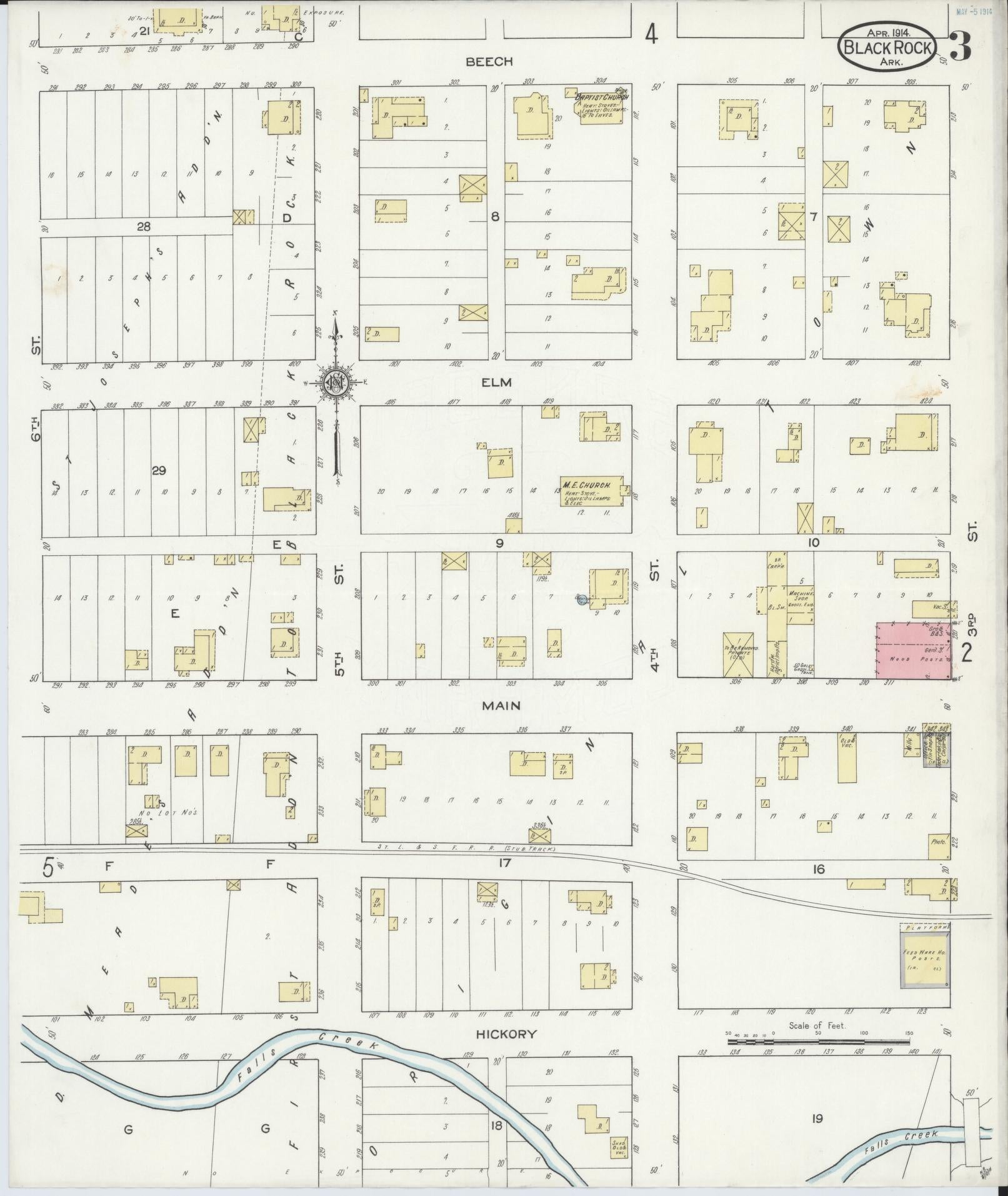 Sanborn Fire Insurance Map from Black Rock, Lawrence County, Arkansas (1914), Sheet #0003 - Complete Map Set gallery image, historic Sanborn map, vintage wall art, Arkansas Arkansas