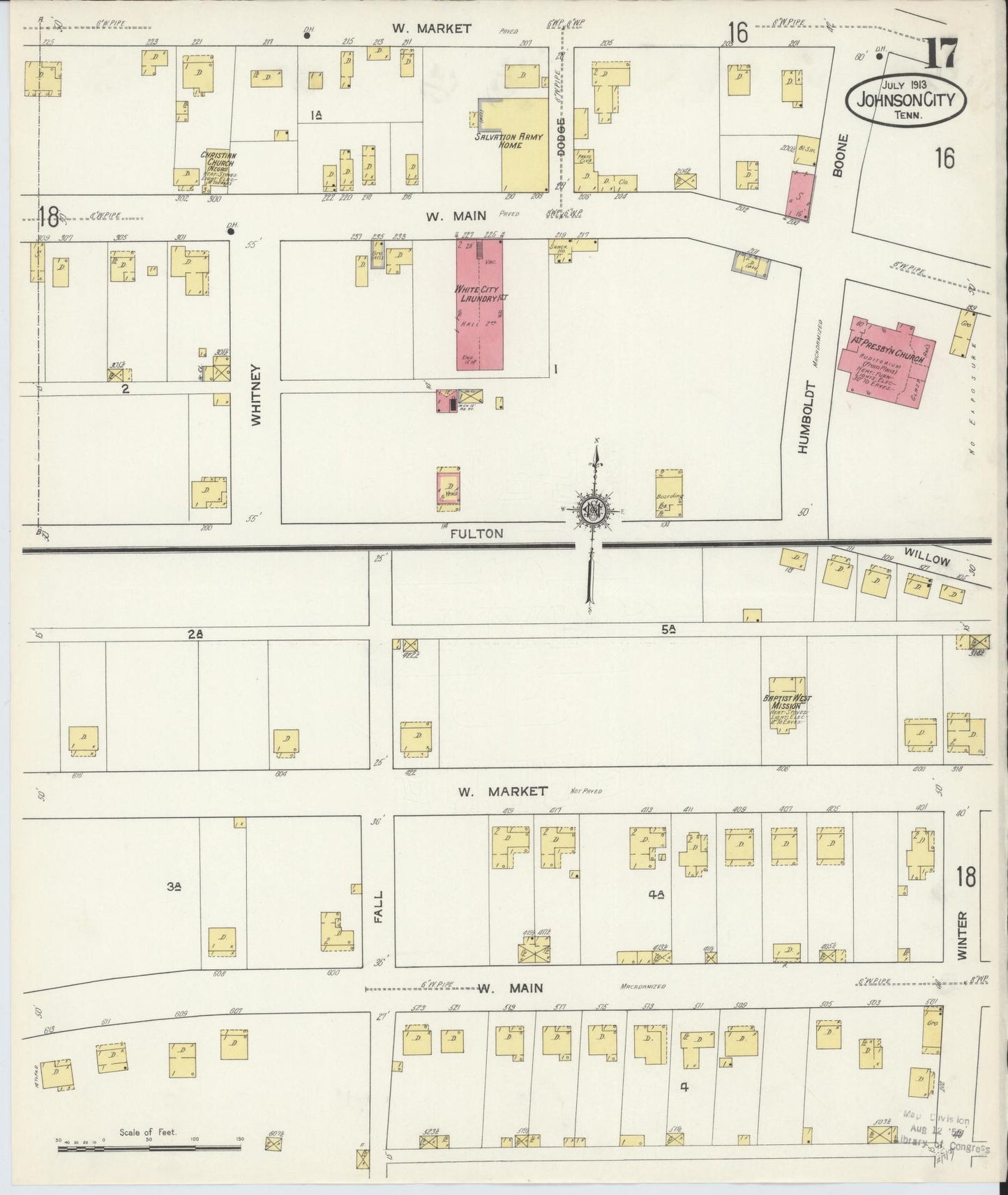 Sanborn Fire Insurance Map from Johnson City, Washington County, Tennessee (1913), Sheet #0017 - Complete Map Set gallery image, historic Sanborn map, vintage wall art, Tennessee Tennessee
