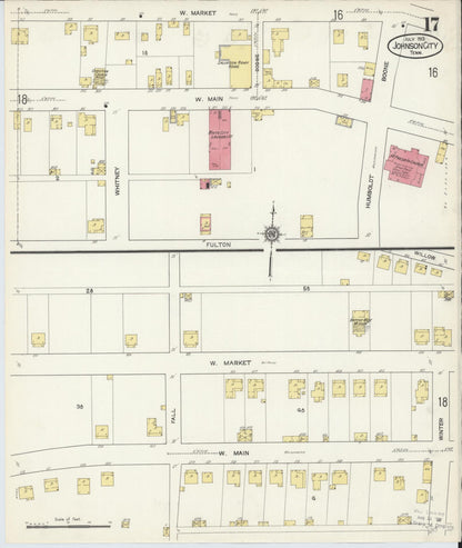 Sanborn Fire Insurance Map from Johnson City, Washington County, Tennessee (1913), Sheet #0017 - Complete Map Set gallery image, historic Sanborn map, vintage wall art, Tennessee Tennessee