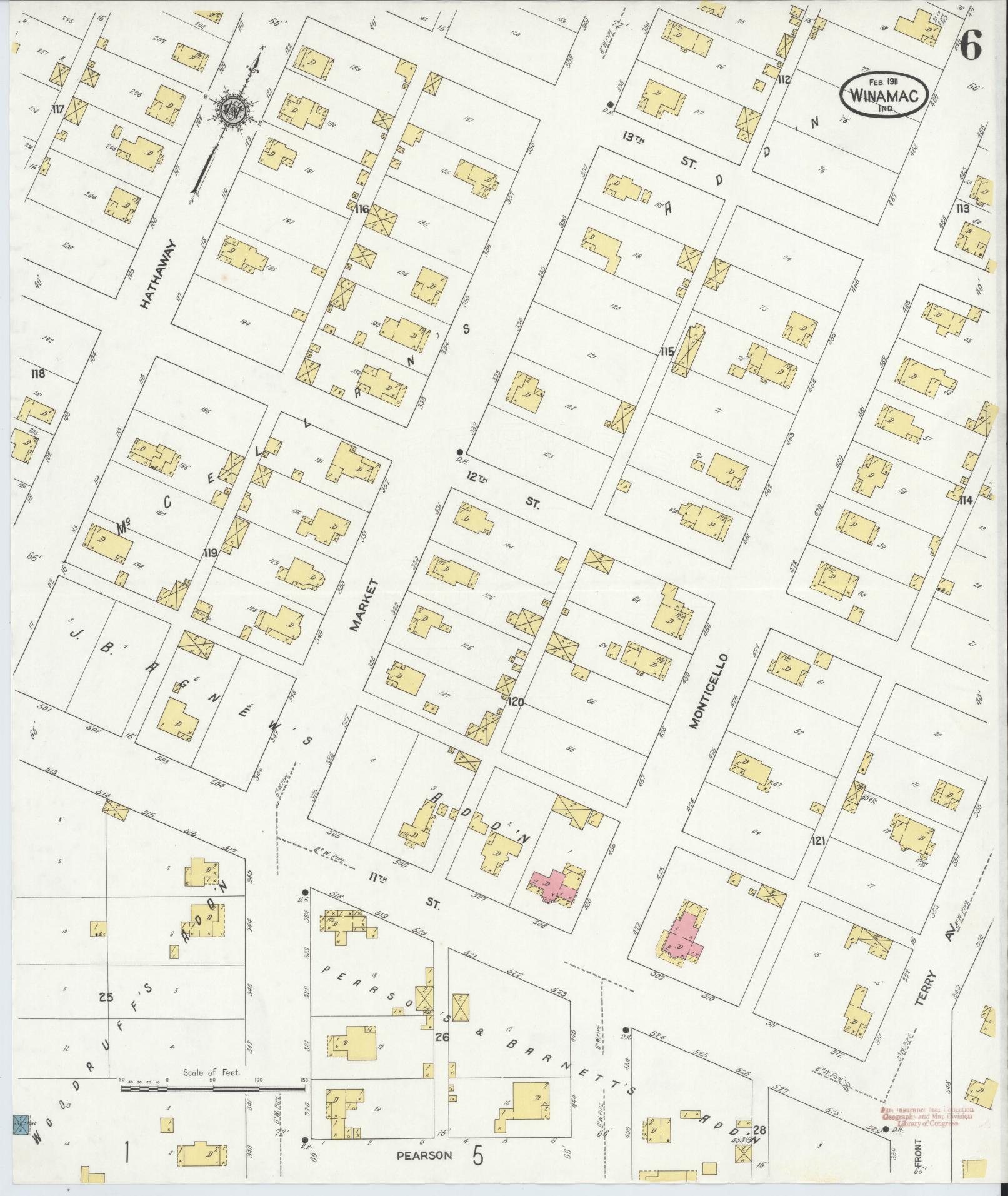 Sanborn Fire Insurance Map from Winamac, Pulaski County, Indiana (1911), Sheet #0006 - Historic Sanborn Fire Insurance Map Print, vintage old map wall art, antique decor, genealogy gift, Indiana Indiana map