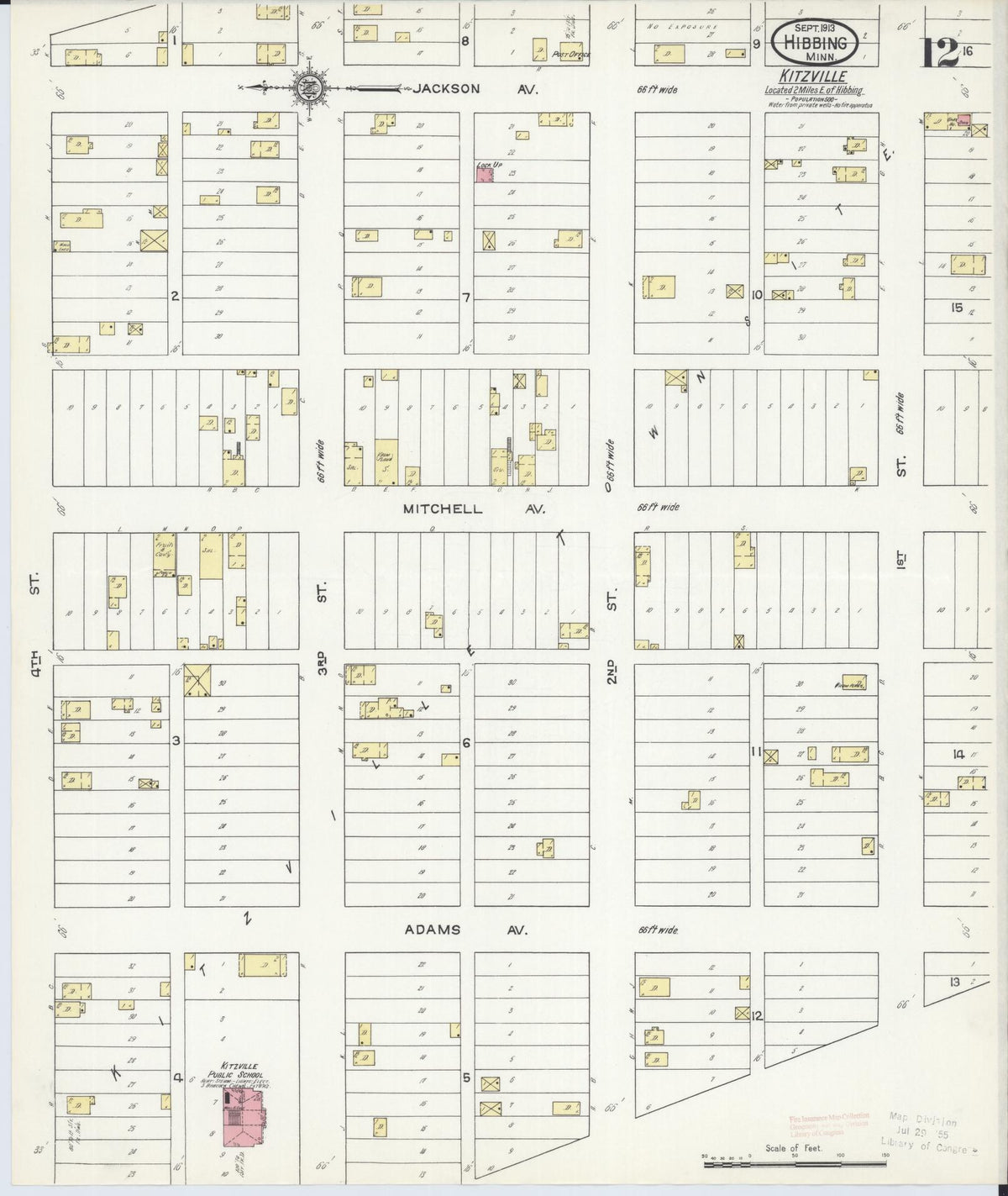 Sanborn Fire Insurance Map from Hibbing, Saint Louis County, Minnesota (1913), Sheet #0012 - Complete Map Set gallery image, historic Sanborn map, vintage wall art, Minnesota Minnesota