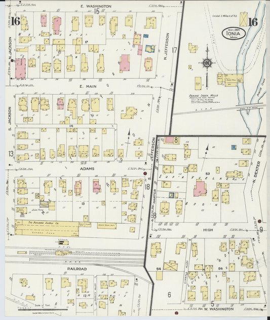 Sanborn Fire Insurance Map from Ionia, Ionia County, Michigan (1924), Sheet #0016 - Historic Sanborn Fire Insurance Map Print, vintage old map wall art, antique decor, genealogy gift, Michigan Michigan map