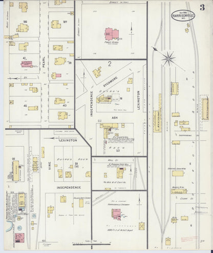 Sanborn Fire Insurance Map from Harrisonville, Cass County, Missouri (1898), Sheet #0003 - Historic Sanborn Fire Insurance Map Print, vintage old map wall art, antique decor, genealogy gift, Missouri Missouri map
