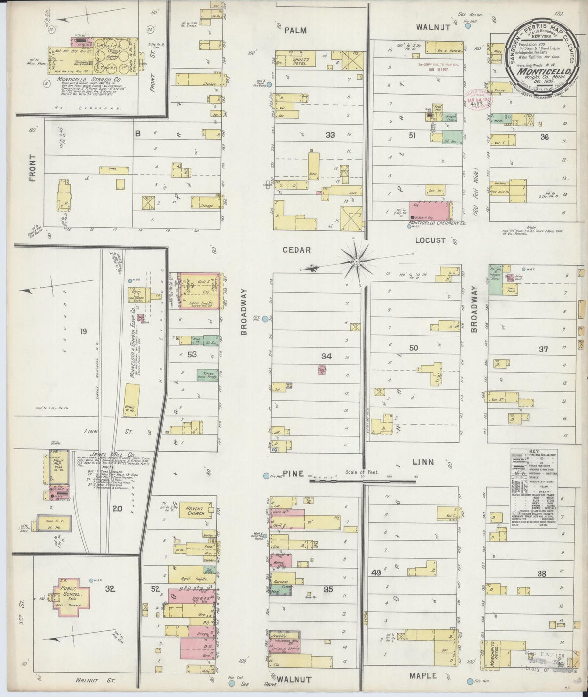 Sanborn Fire Insurance Map from Monticello, Wright County, Minnesota (1895), Sheet #0001 - Historic Sanborn Fire Insurance Map Print, vintage old map wall art, antique decor, genealogy gift, Minnesota Minnesota map
