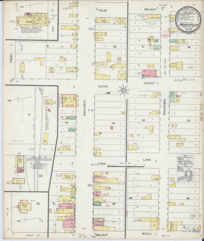 Sanborn Fire Insurance Map from Monticello, Wright County, Minnesota (1895), Sheet #0001 - Historic Sanborn Fire Insurance Map Print, vintage old map wall art, antique decor, genealogy gift, Minnesota Minnesota map