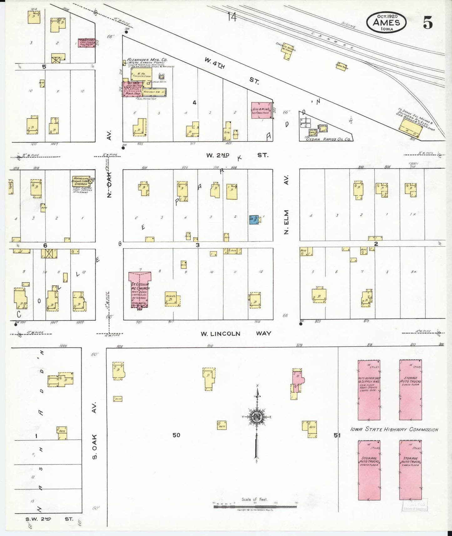 Sanborn Fire Insurance Map from Ames, Story County, Iowa (1920), Sheet #0005 - Historic Sanborn Fire Insurance Map Print, vintage old map wall art