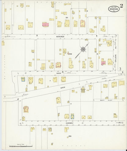 Sanborn Fire Insurance Map from Marion, Smyth County, Virginia (1913), Sheet #0002 - Historic Sanborn Fire Insurance Map Print, vintage old map wall art, antique decor, genealogy gift, Virginia Virginia map