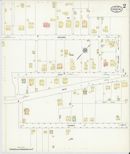 Sanborn Fire Insurance Map from Marion, Smyth County, Virginia (1913), Sheet #0002 - Historic Sanborn Fire Insurance Map Print, vintage old map wall art, antique decor, genealogy gift, Virginia Virginia map