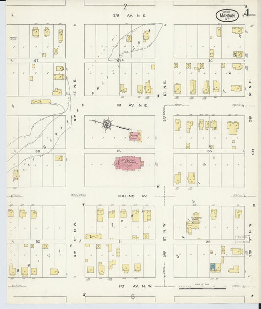 Sanborn Fire Insurance Map from Mandan, Morton County, North Dakota (1913), Sheet #0004 - Historic Sanborn Fire Insurance Map Print, vintage old map wall art, antique decor, genealogy gift, North Dakota North Dakota map