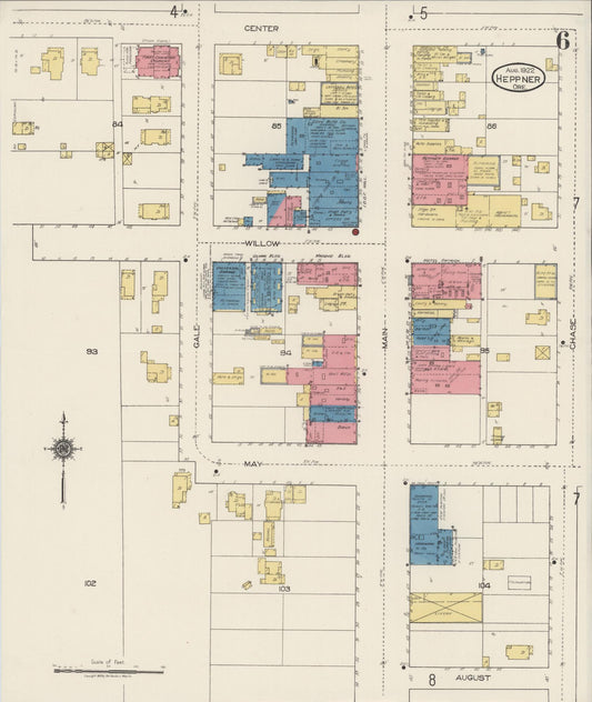 Sanborn Fire Insurance Map from Heppner, Morrow County, Oregon (1922), Sheet #0006 - Historic Sanborn Fire Insurance Map Print, vintage old map wall art, antique decor, genealogy gift, Oregon Oregon map