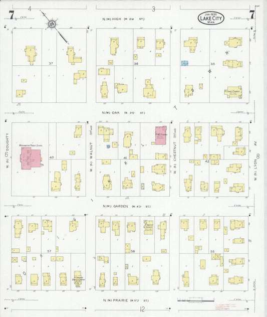 Sanborn Fire Insurance Map from Lake City, Wabasha County, Minnesota (1930), Sheet #0007 - Historic Sanborn Fire Insurance Map Print, vintage old map wall art, antique decor, genealogy gift, Minnesota Minnesota map