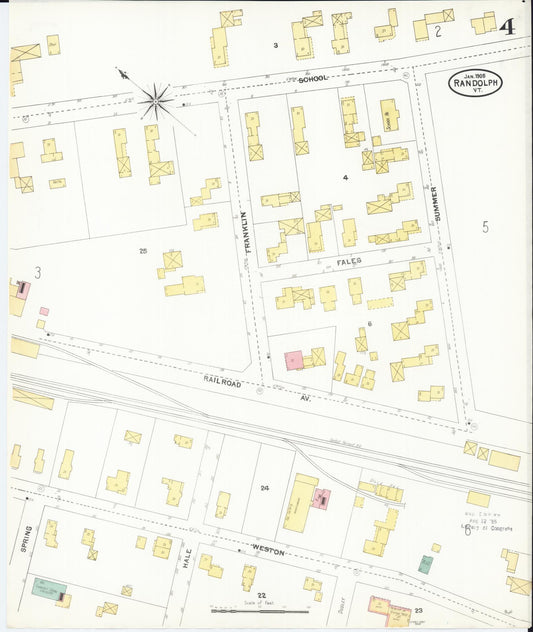 Sanborn Fire Insurance Map from Randolph, Orange County, Vermont (1905), Sheet #0004 - Historic Sanborn Fire Insurance Map Print, vintage old map wall art, antique decor, genealogy gift, Vermont Vermont map