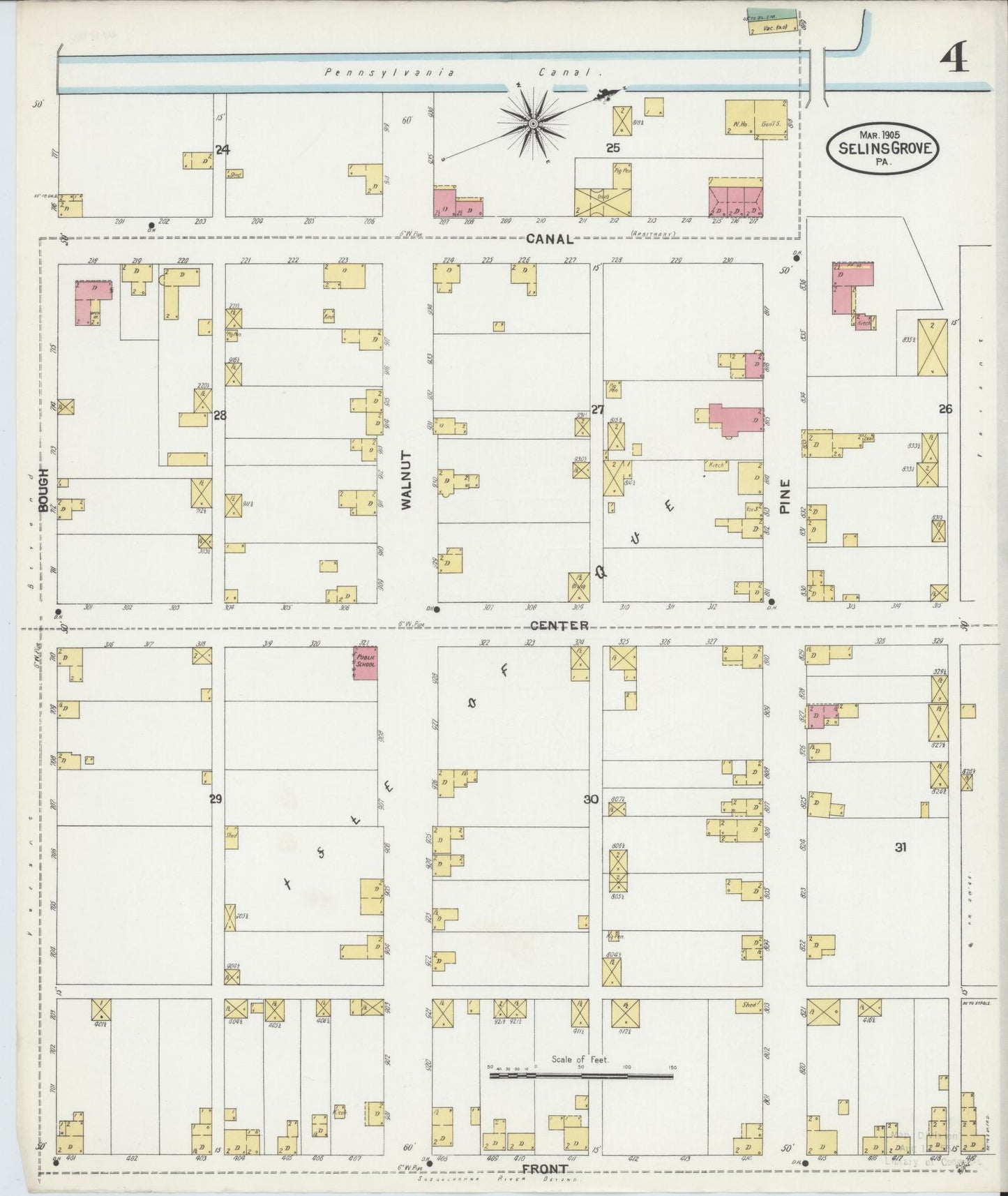 Sanborn Fire Insurance Map from Selins Grove, Snyder County, Pennsylvania (1905), Sheet #0004 - Complete Map Set gallery image, historic Sanborn map, vintage wall art, Pennsylvania Pennsylvania