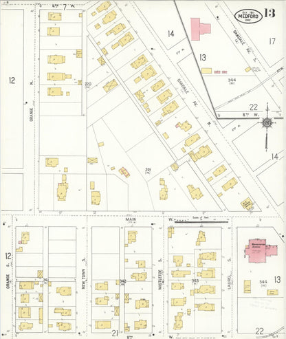 Sanborn Fire Insurance Map from Medford, Jackson County, Oregon (1911), Sheet #0013 - Complete Map Set gallery image, historic Sanborn map, vintage wall art, Oregon Oregon