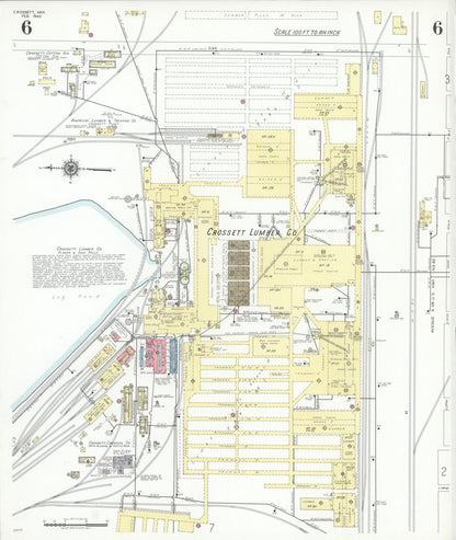Sanborn Fire Insurance Map from Crossett, Ashley County, Arkansas (1943), Sheet #0006 - Complete Map Set gallery image, historic Sanborn map, vintage wall art, Arkansas Arkansas
