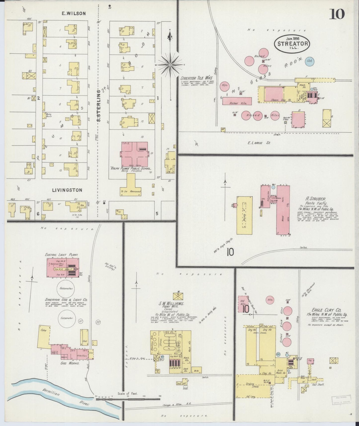 Sanborn Fire Insurance Map from Streator, La Salle County, Illinois (1898), Sheet #0010 - Complete Map Set gallery image, historic Sanborn map, vintage wall art, Illinois Illinois