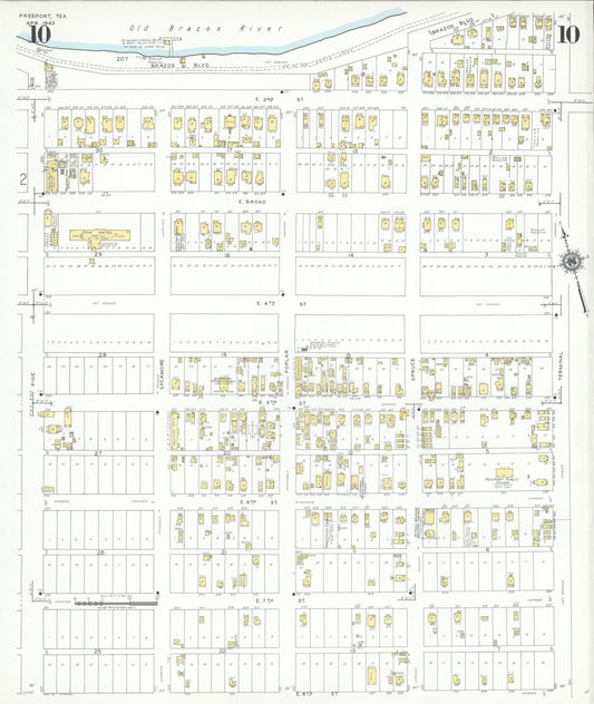 Sanborn Fire Insurance Map from Freeport, Brazoria County, Texas (1943), Sheet #0010 - Historic Sanborn Fire Insurance Map Print, vintage old map wall art, antique decor, genealogy gift, Texas Texas map