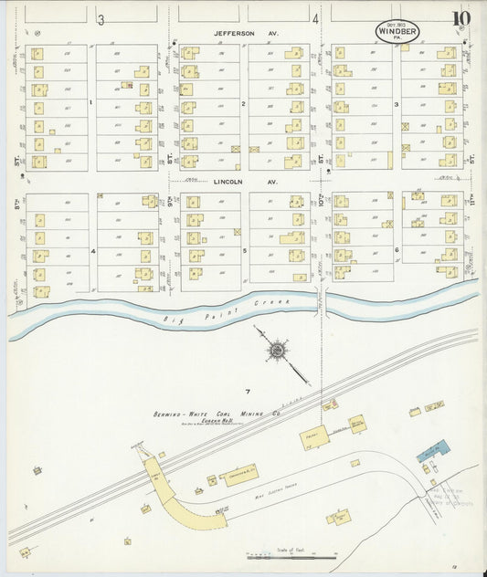 Sanborn Fire Insurance Map from Windber, Somerset County, Pennsylvania (1910), Sheet #0010 - Historic Sanborn Fire Insurance Map Print, vintage old map wall art, antique decor, genealogy gift, Pennsylvania Pennsylvania map