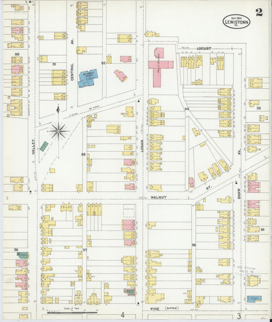 Sanborn Fire Insurance Map from Lewistown, Mifflin County, Pennsylvania (1904), Sheet #0002 - Historic Sanborn Fire Insurance Map Print, vintage old map wall art, antique decor, genealogy gift, Pennsylvania Pennsylvania map