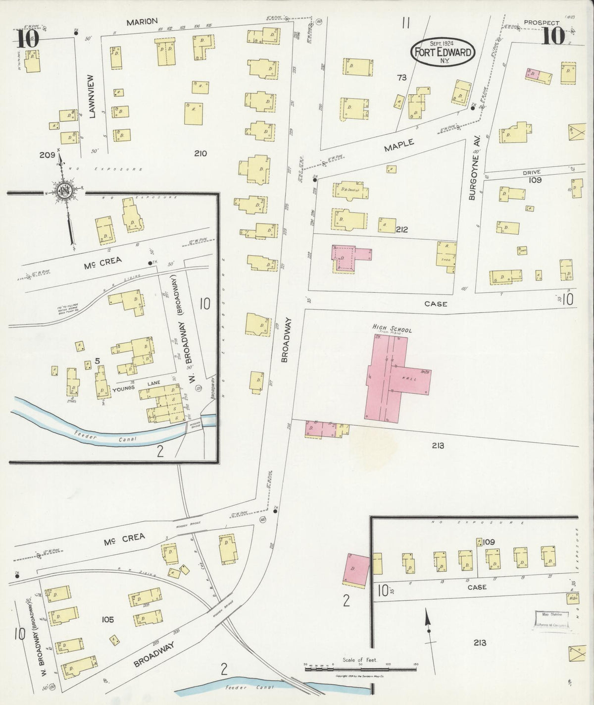 Sanborn Fire Insurance Map from Fort Edward, Washington County, New York (1924), Sheet #0010 - Complete Map Set gallery image, historic Sanborn map, vintage wall art, New York New York