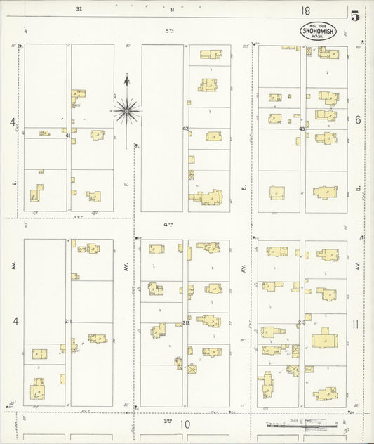 Sanborn Fire Insurance Map from Snohomish, Snohomish County, Washington (1908), Sheet #0005 - Historic Sanborn Fire Insurance Map Print, vintage old map wall art, antique decor, genealogy gift, Washington Washington map