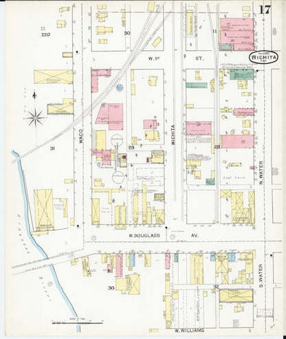 Sanborn Fire Insurance Map from Wichita, Sedgwick County, Kansas (1892), Sheet #0017 - Complete Map Set gallery image, historic Sanborn map, vintage wall art, Kansas Kansas
