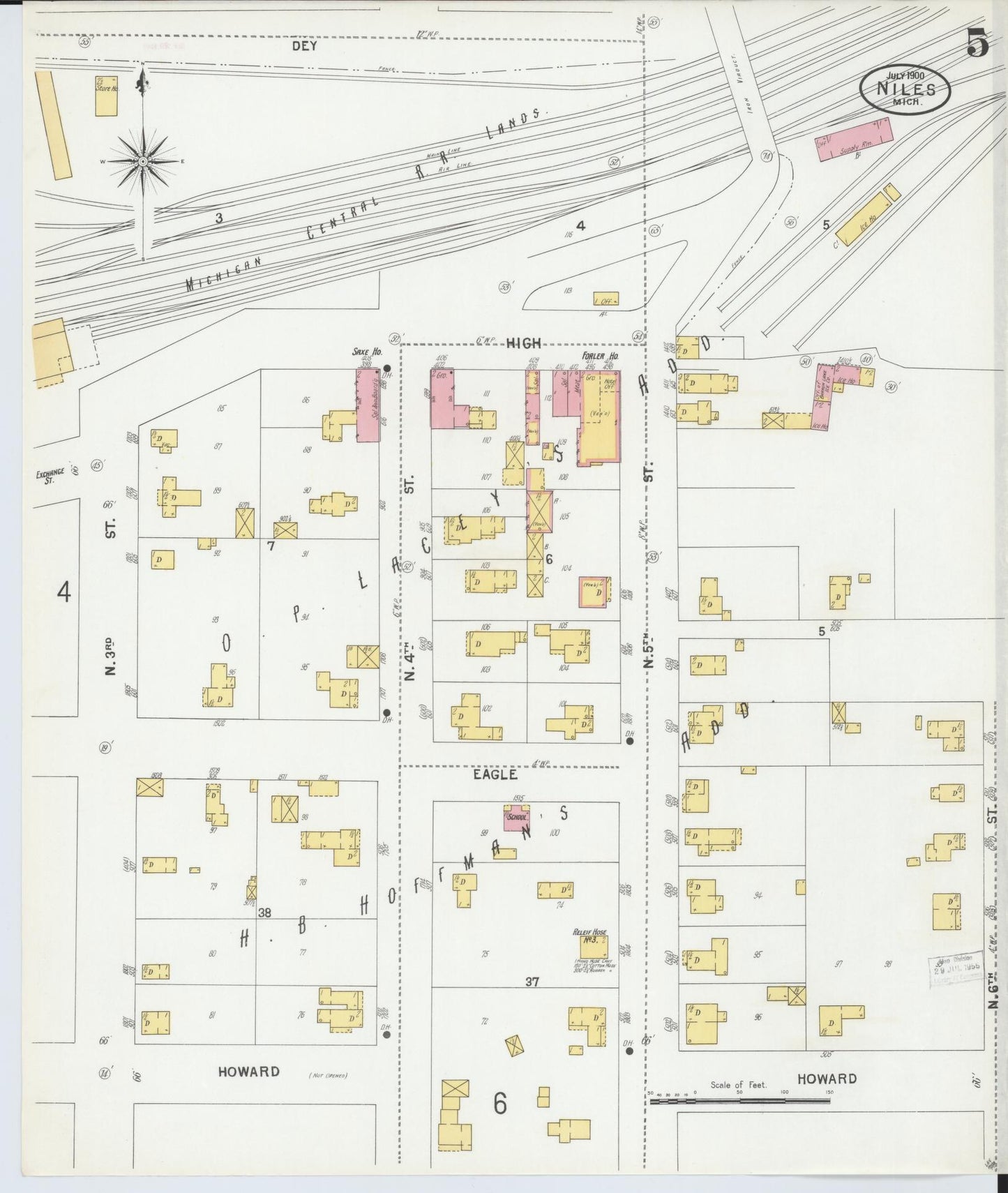 Sanborn Fire Insurance Map from Niles, Berrien County, Michigan (1900), Sheet #0005 - Complete Map Set gallery image, historic Sanborn map, vintage wall art, Michigan Michigan